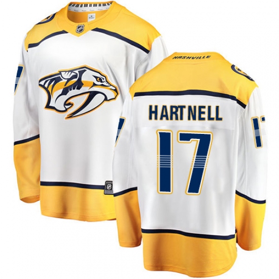 Youth Nashville Predators 17 Scott Hartnell Fanatics Branded White Away Breakaway NHL Jersey