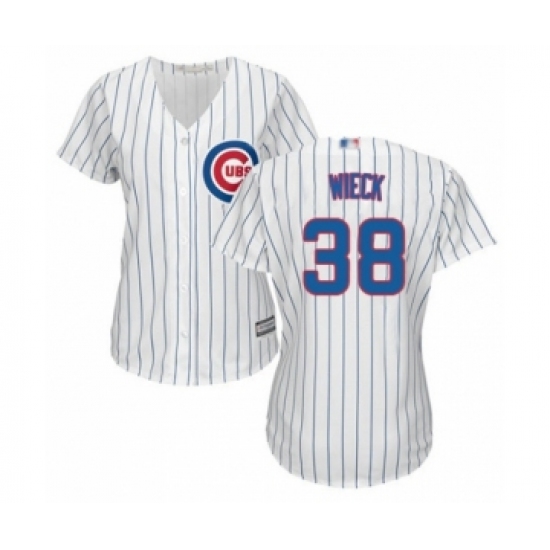 Women's Chicago Cubs 38 Brad Wieck Authentic White Home Cool Base Baseball Player Jersey