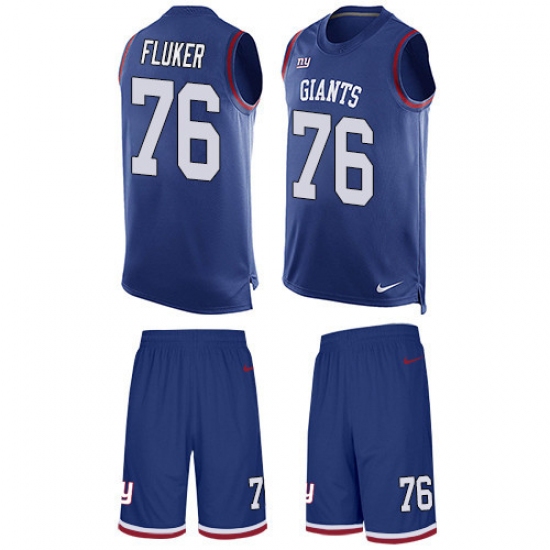 Men's Nike New York Giants 76 D.J. Fluker Limited Royal Blue Tank Top Suit NFL Jersey