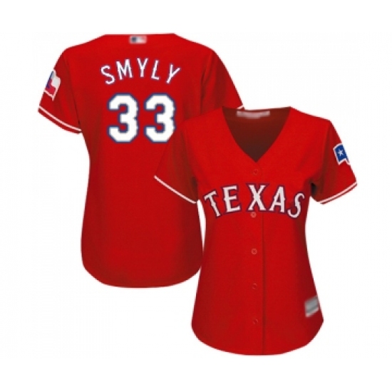 Women's Texas Rangers 33 Drew Smyly Replica Red Alternate Cool Base Baseball Jersey