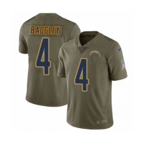 Youth Nike Los Angeles Chargers 4 Michael Badgley Limited Olive 2017 Salute to Service NFL Jersey