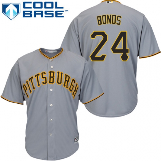 Men's Majestic Pittsburgh Pirates 24 Barry Bonds Replica Grey Road Cool Base MLB Jersey