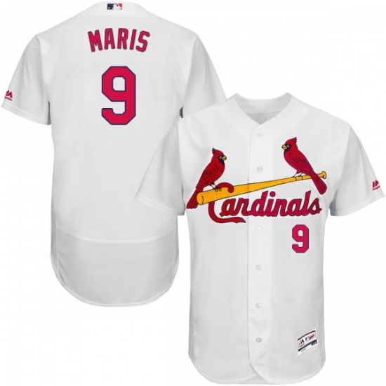 Men's Majestic St. Louis Cardinals 9 Roger Maris White Home Flex Base Authentic Collection MLB Jersey