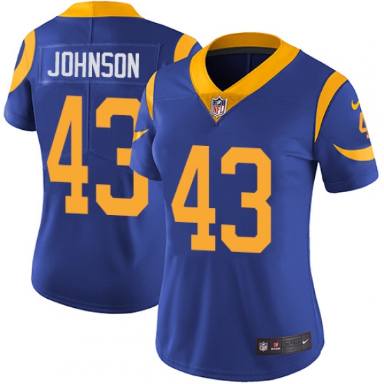 Women's Nike Los Angeles Rams 43 John Johnson Elite Royal Blue Alternate NFL Jersey