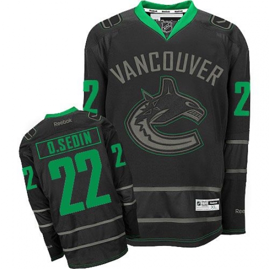 Men's Reebok Vancouver Canucks 22 Daniel Sedin Premier Black Ice NHL Jersey