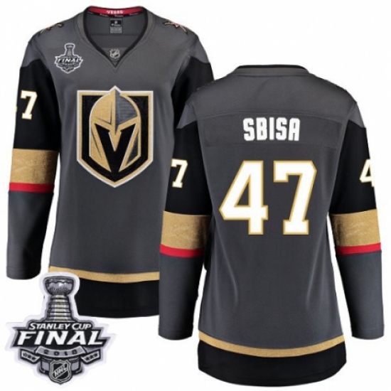 Women's Vegas Golden Knights 47 Luca Sbisa Authentic Black Home Fanatics Branded Breakaway 2018 Stanley Cup Final NHL Jersey