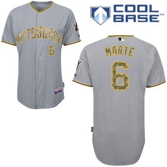 Men's Majestic Pittsburgh Pirates 6 Starling Marte Authentic Grey USMC Cool Base MLB Jersey