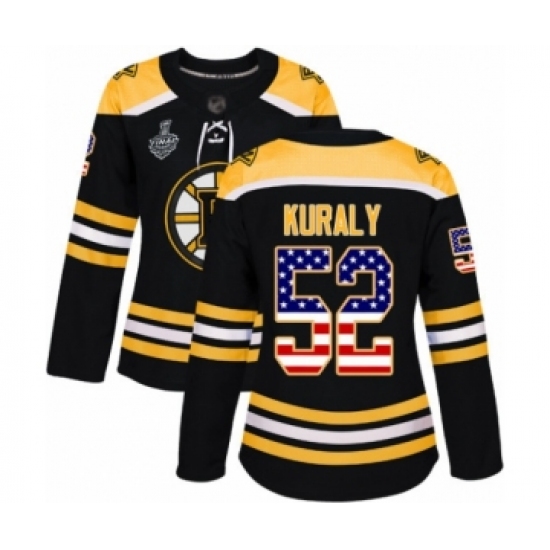 Women's Boston Bruins 52 Sean Kuraly Authentic Black USA Flag Fashion 2019 Stanley Cup Final Bound Hockey Jersey