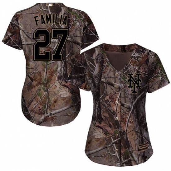 Women's Majestic New York Mets 27 Jeurys Familia Authentic Camo Realtree Collection Flex Base MLB Jersey