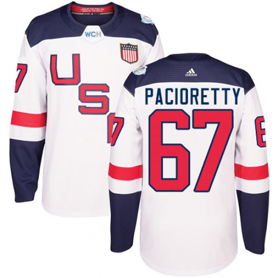 Men's Adidas Team USA 67 Max Pacioretty Premier White Home 2016 World Cup Ice Hockey Jersey