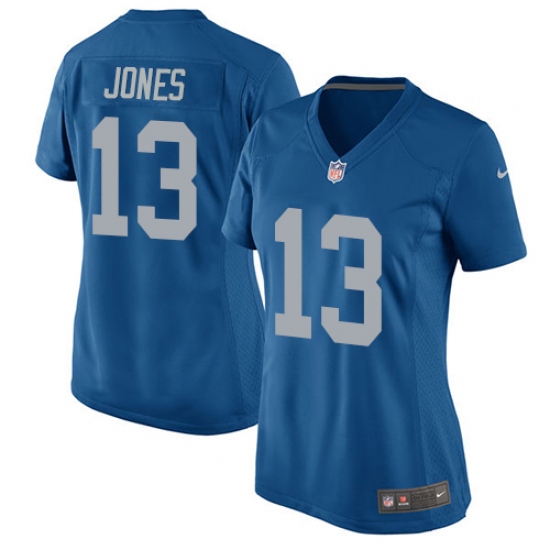 Women's Nike Detroit Lions 13 T.J. Jones Game Blue Alternate NFL Jersey