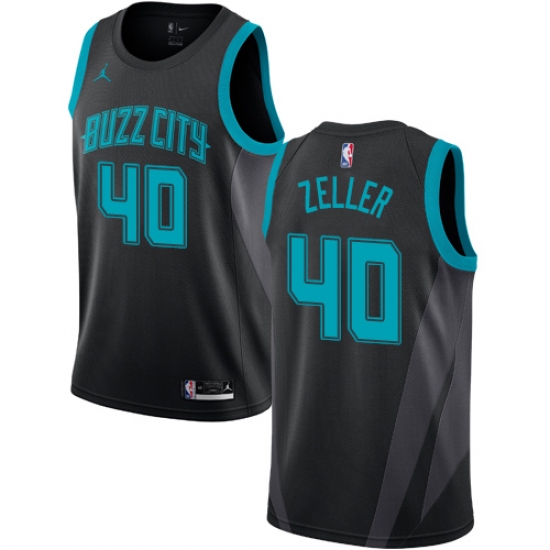 Men's Nike Jordan Charlotte Hornets 40 Cody Zeller Swingman Black NBA Jersey - 2018 19 City Edition