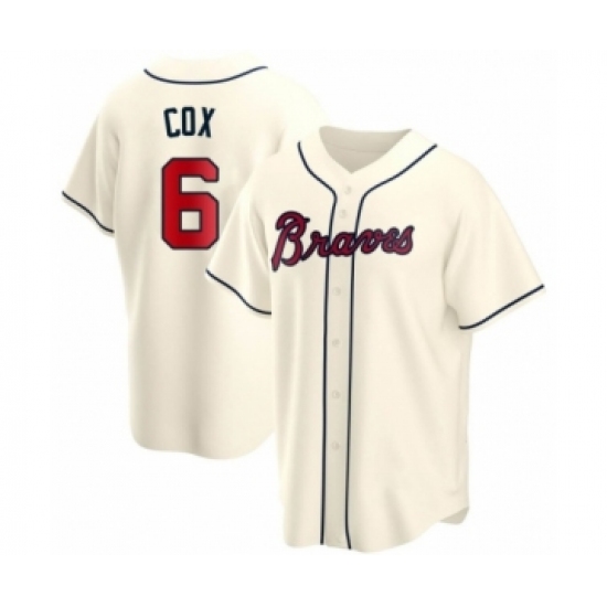 Women Bobby Cox 6 Atlanta Braves Cream Replica Alternate Jersey