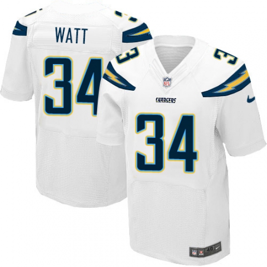 Men's Nike Los Angeles Chargers 34 Derek Watt Elite White NFL Jersey