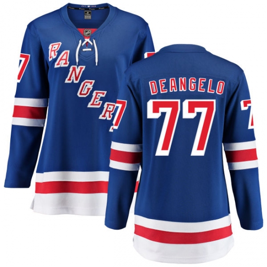 Women's New York Rangers 77 Anthony DeAngelo Fanatics Branded Royal Blue Home Breakaway NHL Jersey