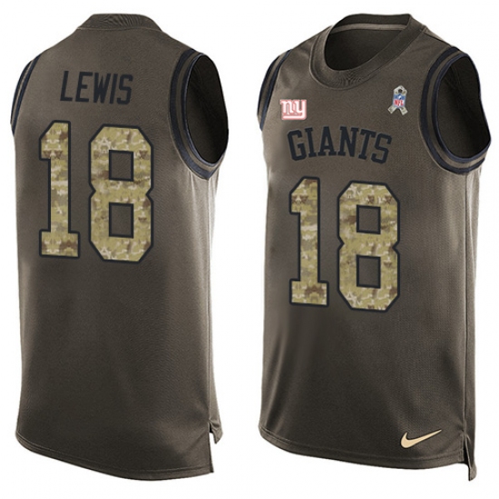 Men's Nike New York Giants 18 Roger Lewis Limited Green Salute to Service Tank Top NFL Jersey