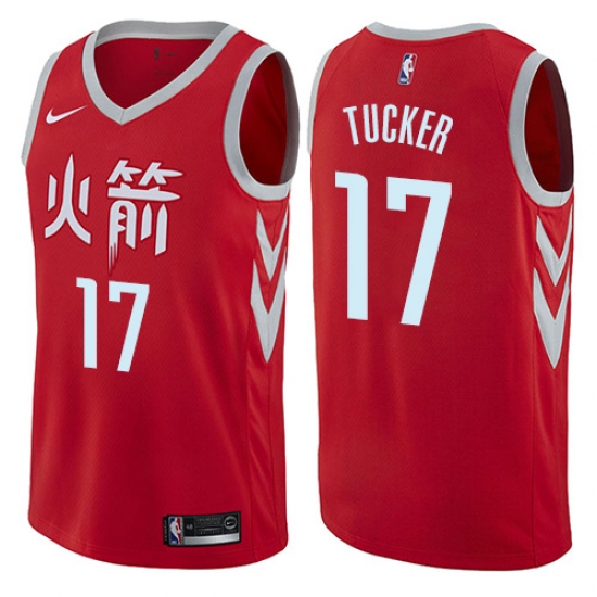 Men's Nike Houston Rockets 17 PJ Tucker Swingman Red NBA Jersey - City Edition