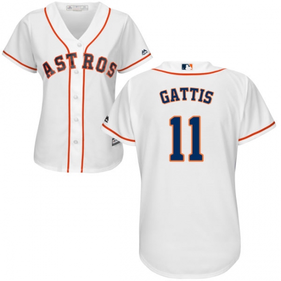 Women's Majestic Houston Astros 11 Evan Gattis Authentic White Home Cool Base MLB Jersey