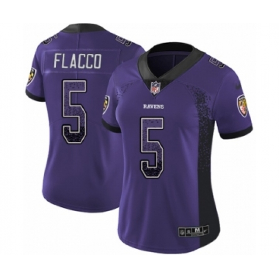 Women's Nike Baltimore Ravens 5 Joe Flacco Limited Purple Rush Drift Fashion NFL Jersey