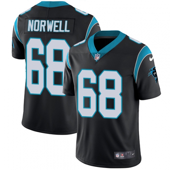 Youth Nike Carolina Panthers 68 Andrew Norwell Black Team Color Vapor Untouchable Limited Player NFL Jersey