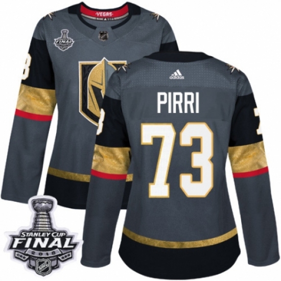 Women's Adidas Vegas Golden Knights 73 Brandon Pirri Authentic Gray Home 2018 Stanley Cup Final NHL Jersey