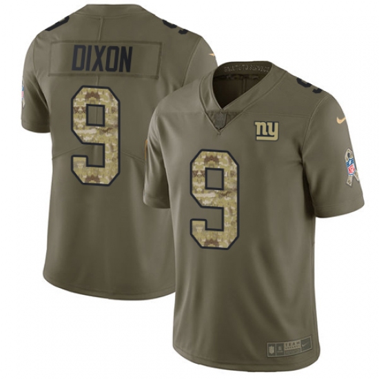 Men's Nike New York Giants 9 Riley Dixon Limited Olive Camo 2017 Salute to Service NFL Jersey