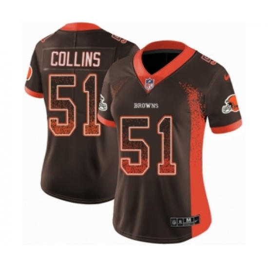 Women's Nike Cleveland Browns 51 Jamie Collins Limited Brown Rush Drift Fashion NFL Jersey