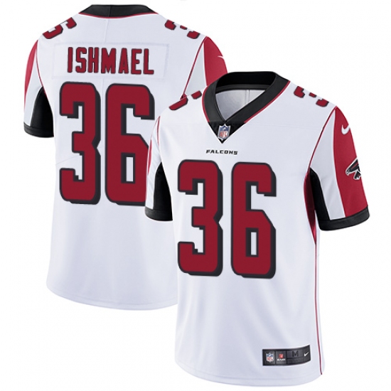 Men's Nike Atlanta Falcons 36 Kemal Ishmael White Vapor Untouchable Limited Player NFL Jersey