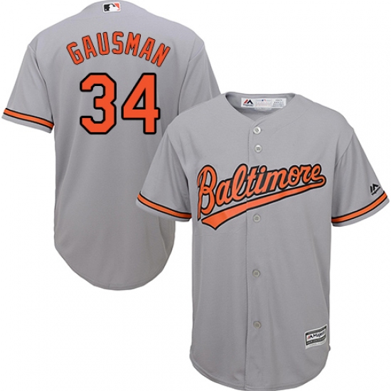 Men's Majestic Baltimore Orioles 34 Kevin Gausman Replica Grey Road Cool Base MLB Jersey