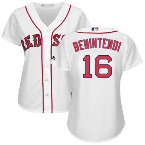 Women's Majestic Boston Red Sox 16 Andrew Benintendi Replica White Home MLB Jersey