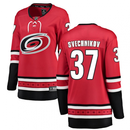 Women's Carolina Hurricanes 37 Andrei Svechnikov Authentic Red Home Fanatics Branded Breakaway NHL Jersey