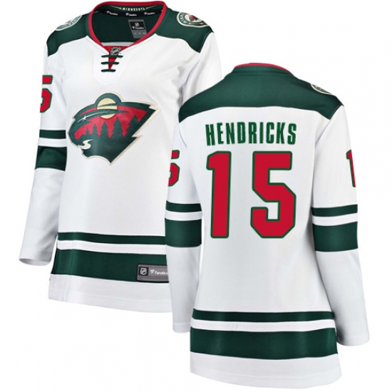 Women's Minnesota Wild 15 Matt Hendricks Authentic White Away Fanatics Branded Breakaway NHL Jersey