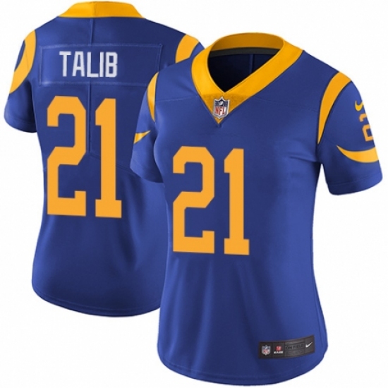 Women's Nike Los Angeles Rams 21 Aqib Talib Royal Blue Alternate Vapor Untouchable Limited Player NFL Jersey