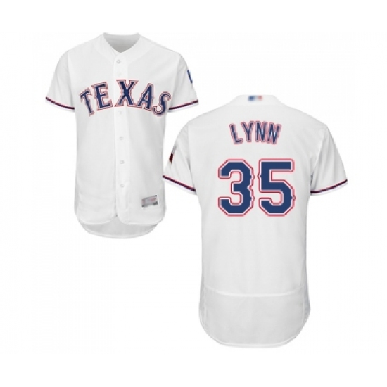 Men's Texas Rangers 35 Lance Lynn White Home Flex Base Authentic Collection Baseball Jersey