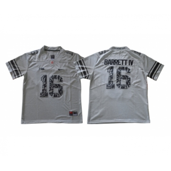 Ohio State Buckeyes 16 J.T. Barrett IV Gray College Football Jersey