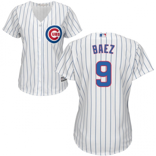 Women's Majestic Chicago Cubs 9 Javier Baez Authentic White Home Cool Base MLB Jersey