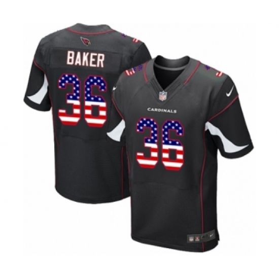 Men's Arizona Cardinals 36 Budda Baker Elite Black Alternate USA Flag Fashion Football Jersey