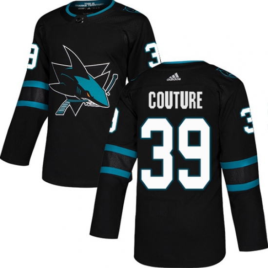 Men's Adidas San Jose Sharks 39 Logan Couture Premier Black Alternate NHL Jersey