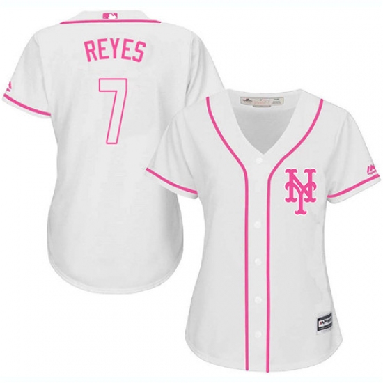 Women's Majestic New York Mets 7 Jose Reyes Authentic White Fashion Cool Base MLB Jersey