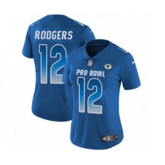 Women's Nike Green Bay Packers 12 Aaron Rodgers Limited Royal Blue NFC 2019 Pro Bowl NFL Jersey