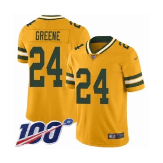 Men's Green Bay Packers 24 Raven Greene Limited Gold Inverted Legend 100th Season Football Jersey