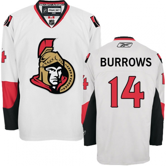 Men's Reebok Ottawa Senators 14 Alexandre Burrows Authentic White Away NHL Jersey