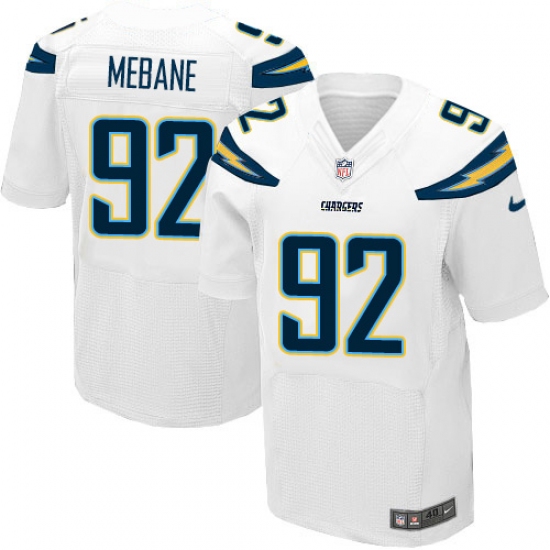 Men's Nike Los Angeles Chargers 92 Brandon Mebane Elite White NFL Jersey