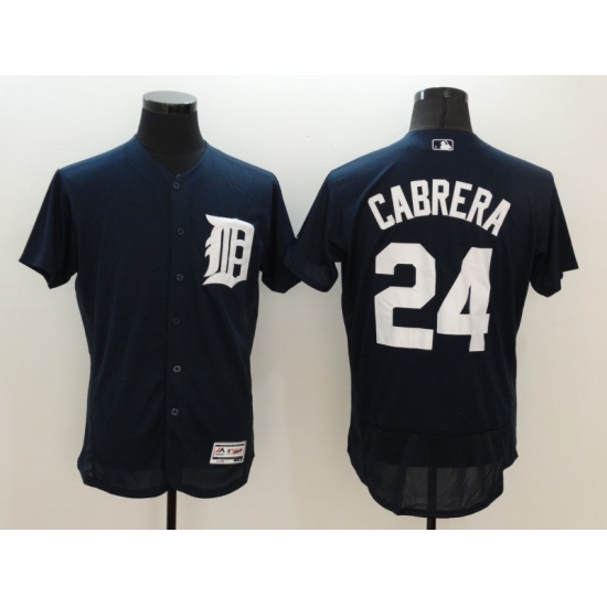 Men's Detroit Tigers 24 Miguel Cabrera Navy Blue Alternate Flex Base Authentic Jersey