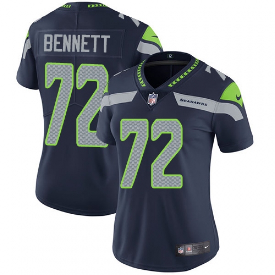 Women's Nike Seattle Seahawks 72 Michael Bennett Elite Steel Blue Team Color NFL Jersey