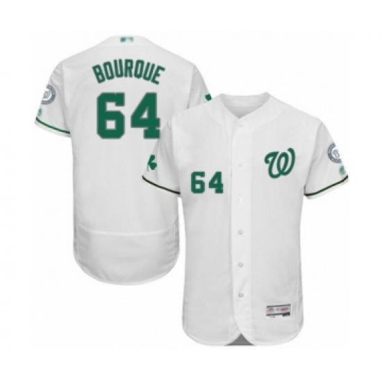 Men's Washington Nationals 64 James Bourque White Celtic Flexbase Authentic Collection Baseball Player Jersey