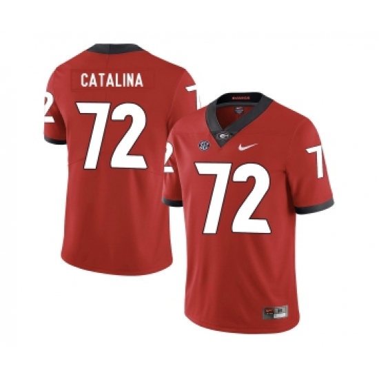 Georgia Bulldogs 72 Tyler Catalina Red Nike College Football Jersey