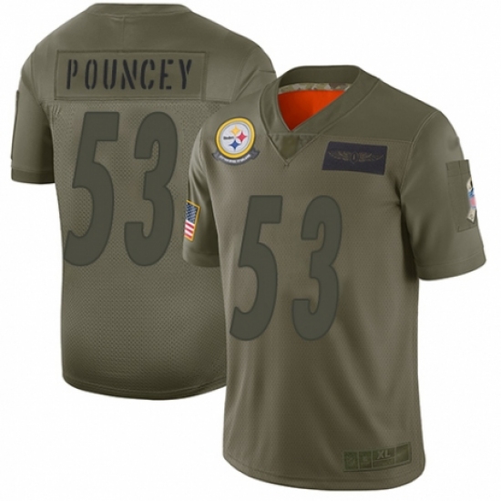 Youth Pittsburgh Steelers 53 Maurkice Pouncey Limited Camo 2019 Salute to Service Football Jersey