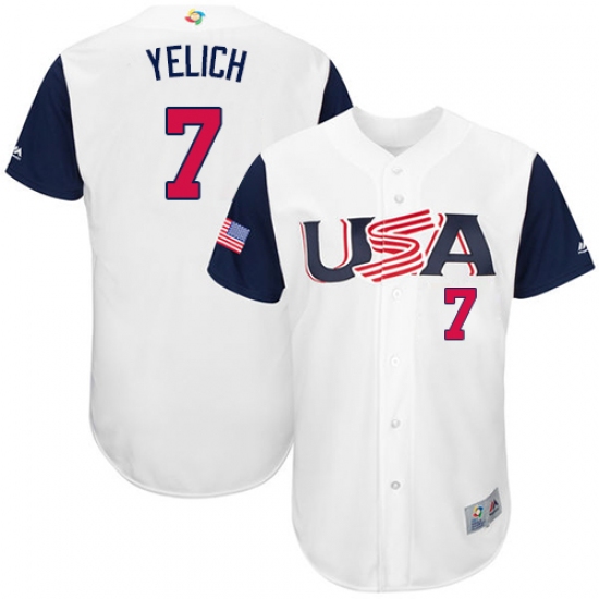 Men's USA Baseball Majestic 7 Christian Yelich White 2017 World Baseball Classic Authentic Team Jersey