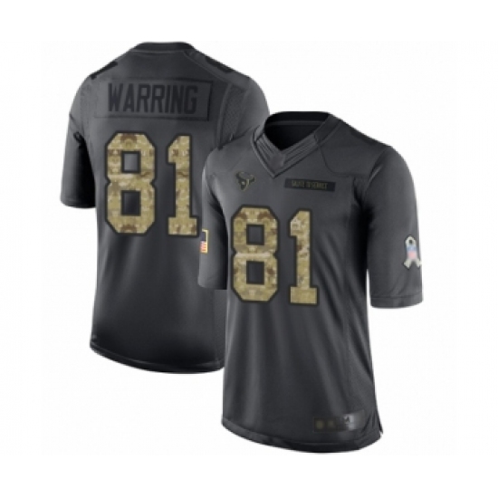 Youth Houston Texans 81 Kahale Warring Limited Black 2016 Salute to Service Football Jersey